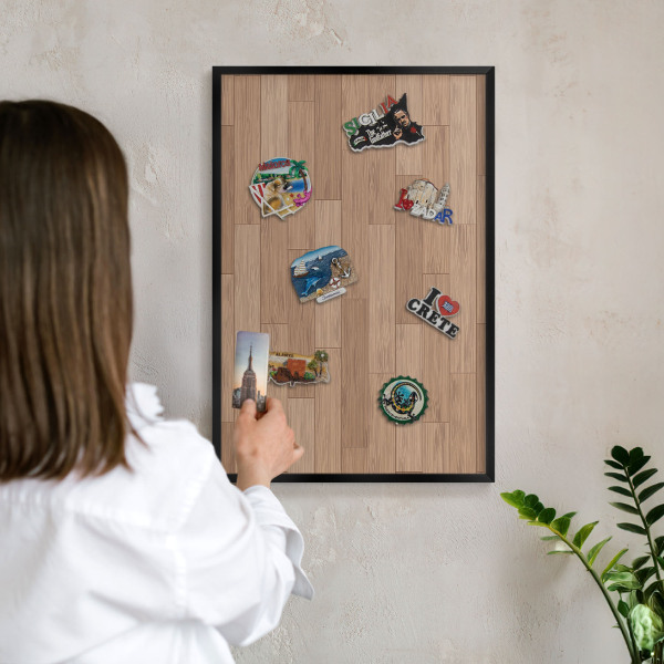 Panneau pour aimants souvenirs cadre noir Motif en bois