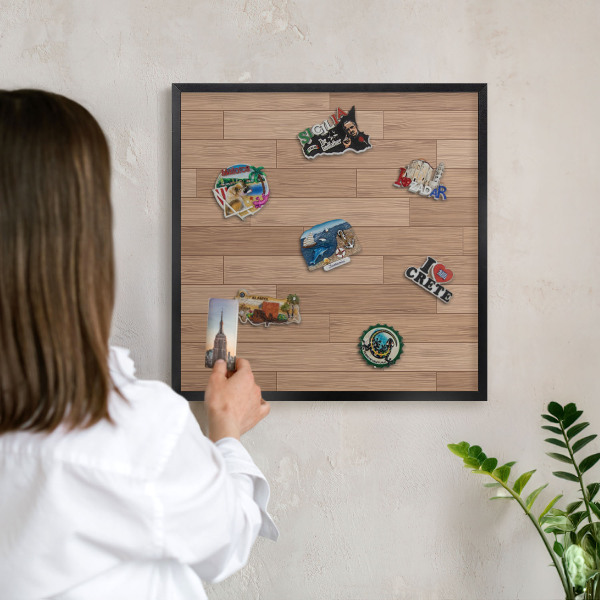 Panneau pour aimants souvenirs cadre noir Motif en bois