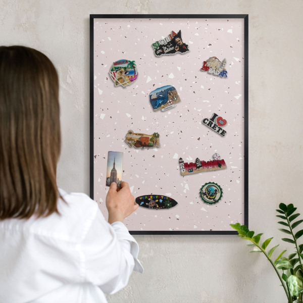 Panneau pour aimants souvenirs cadre noir Terrazzo moderne