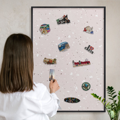 Panneau pour aimants souvenirs cadre noir Terrazzo moderne