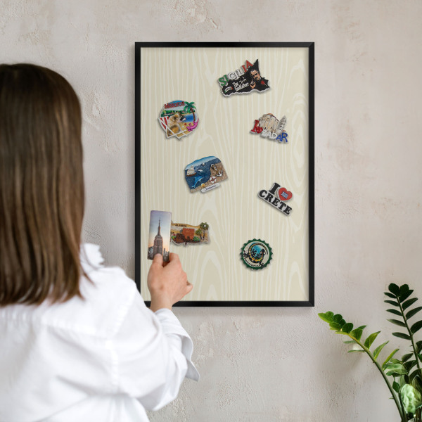 Tableau magnétique encadré de couleur noire Grain beige