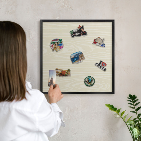 Tableau magnétique encadré de couleur noire Grain beige