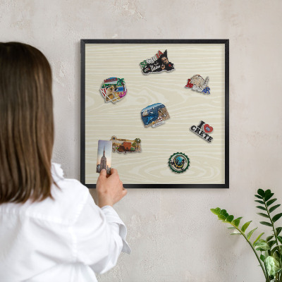 Tableau magnétique encadré de couleur noire Grain beige