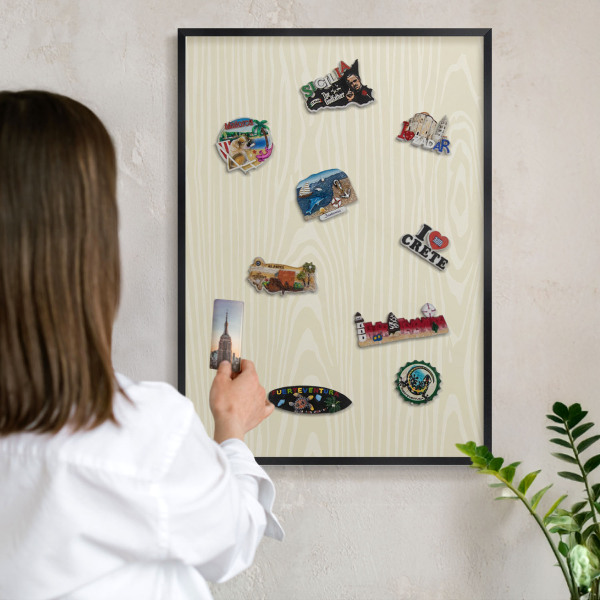 Tableau magnétique encadré de couleur noire Grain beige