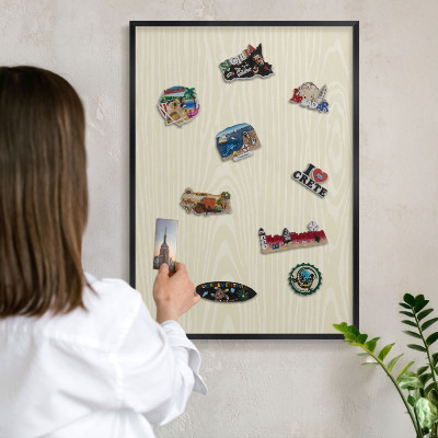 Tableau magnétique encadré de couleur noire Grain beige