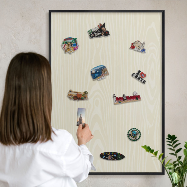 Tableau magnétique encadré de couleur noire Grain beige