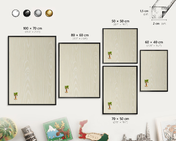 Tableau magnétique encadré de couleur noire Grain beige