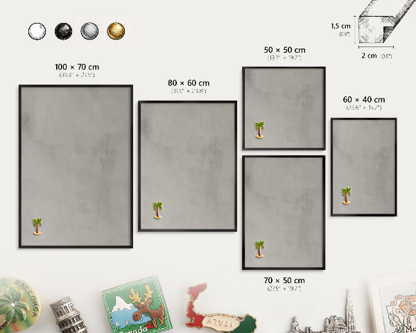 Tableau magnétique encadré de couleur noire Fond gris