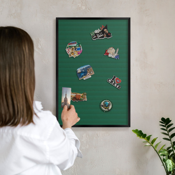 Tableau magnétique encadré de couleur noire Rayures vertes