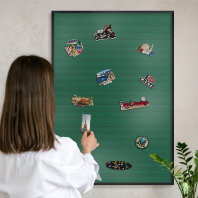 Tableau magnétique encadré de couleur noire Rayures vertes
