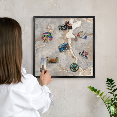 Tableau magnétique encadré de couleur noire L'élégance du marbre