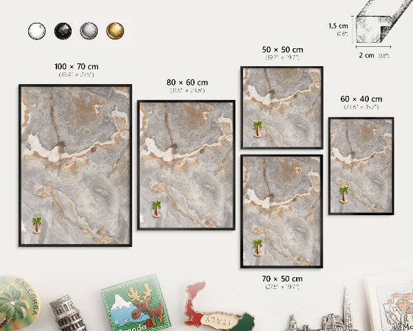 Tableau magnétique encadré de couleur noire L'élégance du marbre