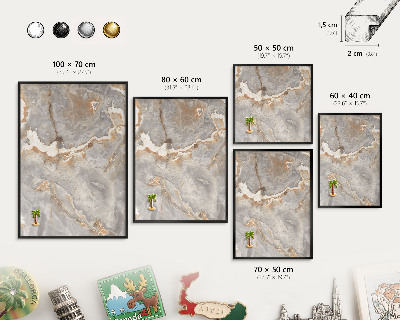 Tableau magnétique encadré de couleur noire L'élégance du marbre