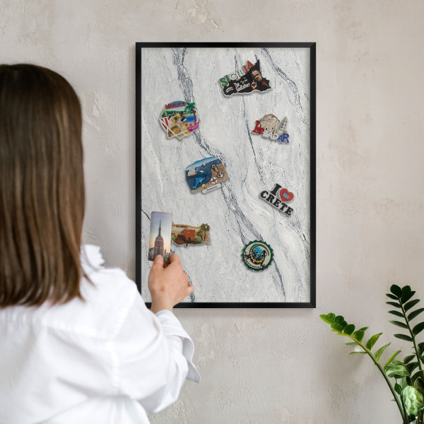 Tableau magnétique encadré de couleur noire Élégance grise