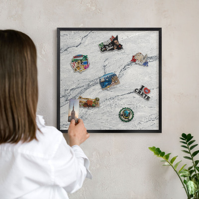 Tableau magnétique encadré de couleur noire Élégance grise