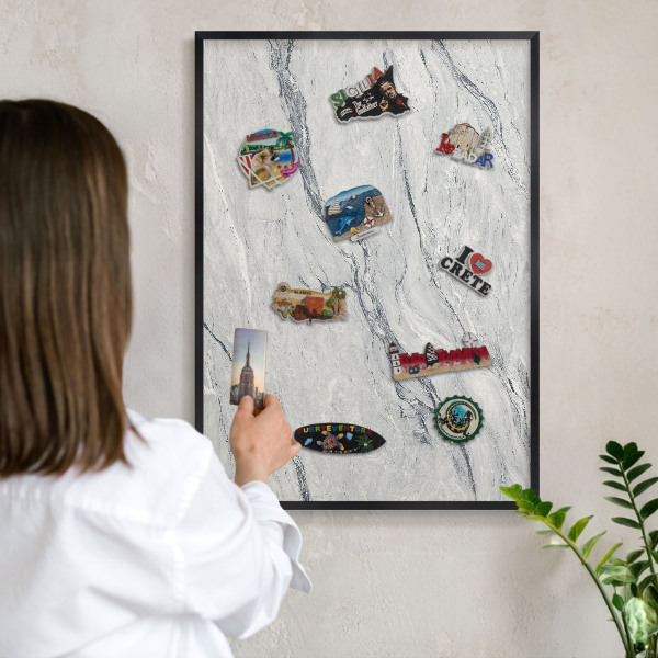 Tableau magnétique encadré de couleur noire Élégance grise