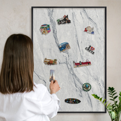 Tableau magnétique encadré de couleur noire Élégance grise