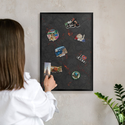 Tableau magnétique encadré de couleur noire Lave volcanique