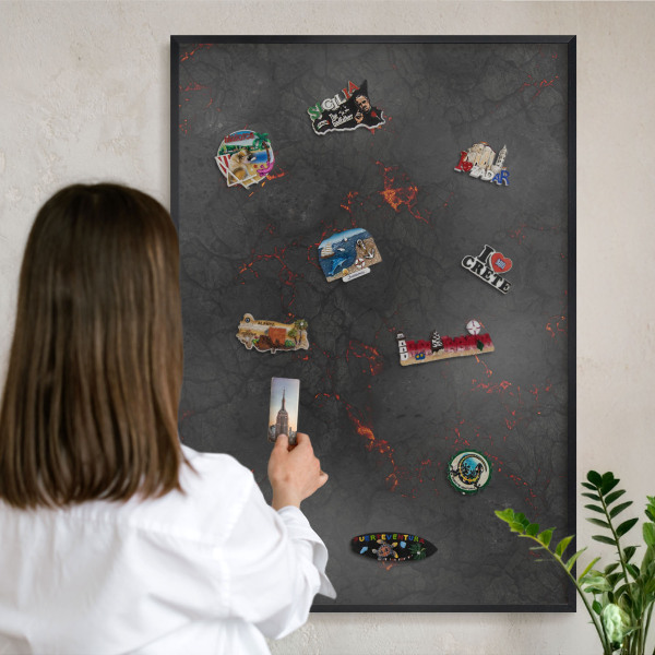 Tableau magnétique encadré de couleur noire Lave volcanique