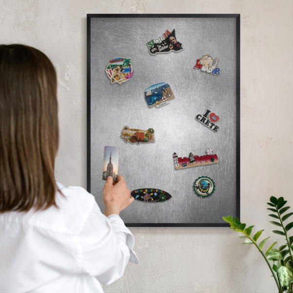 Tableau magnétique encadré de couleur noire Surface métallique