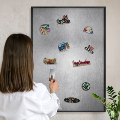 Tableau magnétique encadré de couleur noire Surface métallique