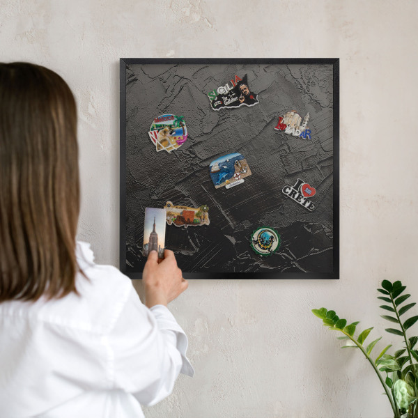 Tableau magnétique encadré de couleur noire Noir texturé