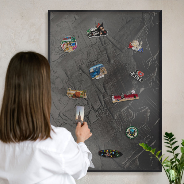 Tableau magnétique encadré de couleur noire Noir texturé