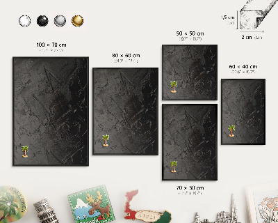 Tableau magnétique encadré de couleur noire Noir texturé
