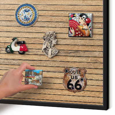 Tableau magnétique encadré de couleur noire Planches de bois