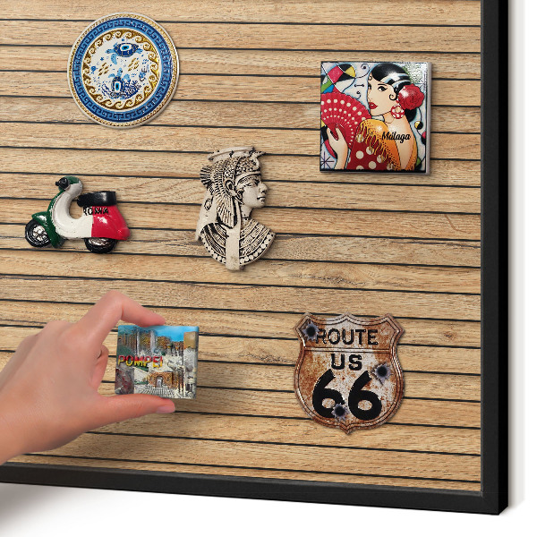 Tableau magnétique encadré de couleur noire Planches de bois