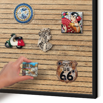 Tableau magnétique encadré de couleur noire Planches de bois