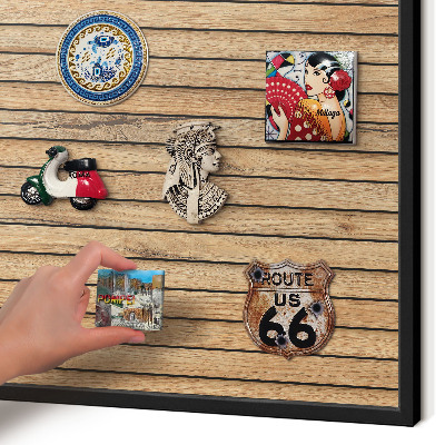 Tableau magnétique encadré de couleur noire Planches de bois