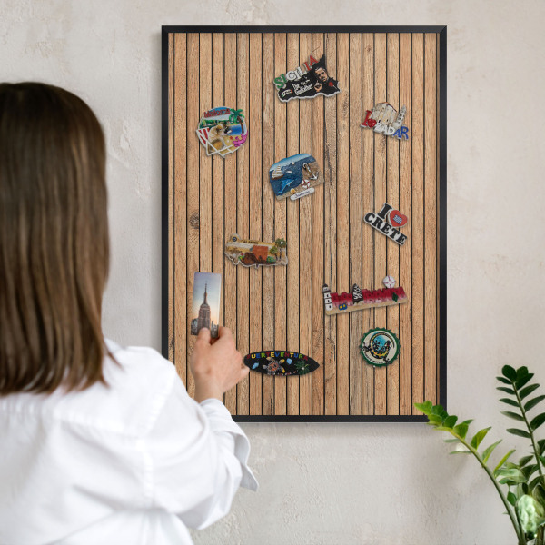 Tableau magnétique encadré de couleur noire Planches de bois