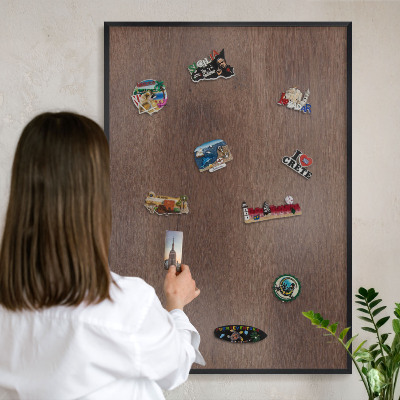 Tableau magnétique encadré de couleur noire Bois brun