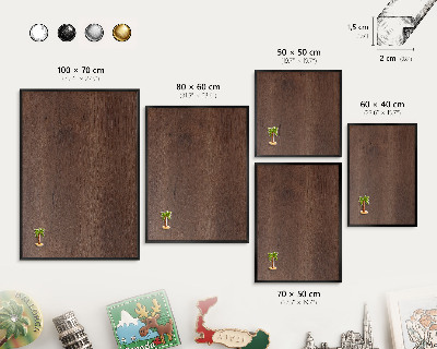 Tableau magnétique encadré de couleur noire Bois brun