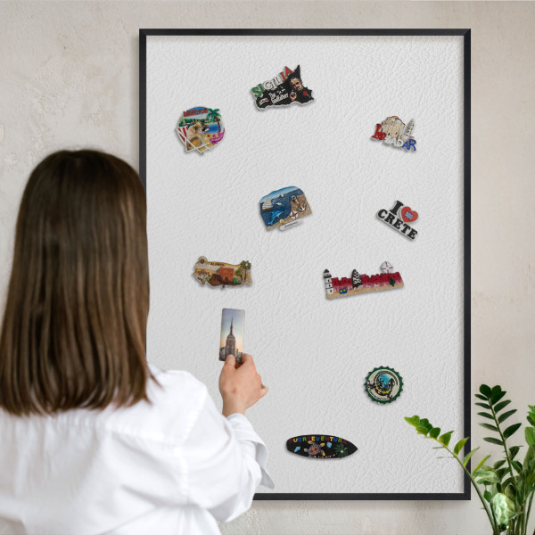 Panneau pour aimants souvenirs cadre noir Texture blanche