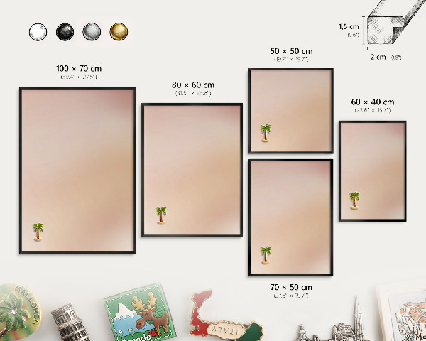 Tableau magnétique encadré de couleur noire Beige doux