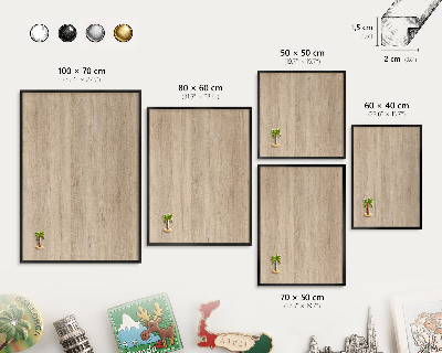 Tableau magnétique encadré de couleur noire Fond en bois