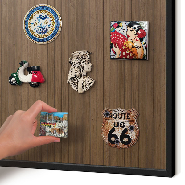 Panneau pour aimants souvenirs cadre noir Fond en bois