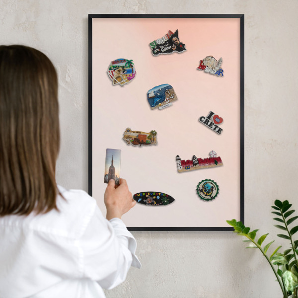 Tableau magnétique encadré de couleur noire Charme pastel