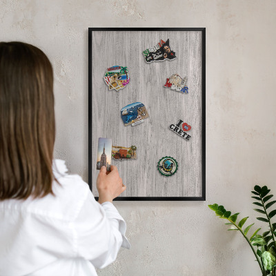 Tableau magnétique encadré de couleur noire Texture bois