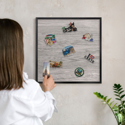 Tableau magnétique encadré de couleur noire Texture bois