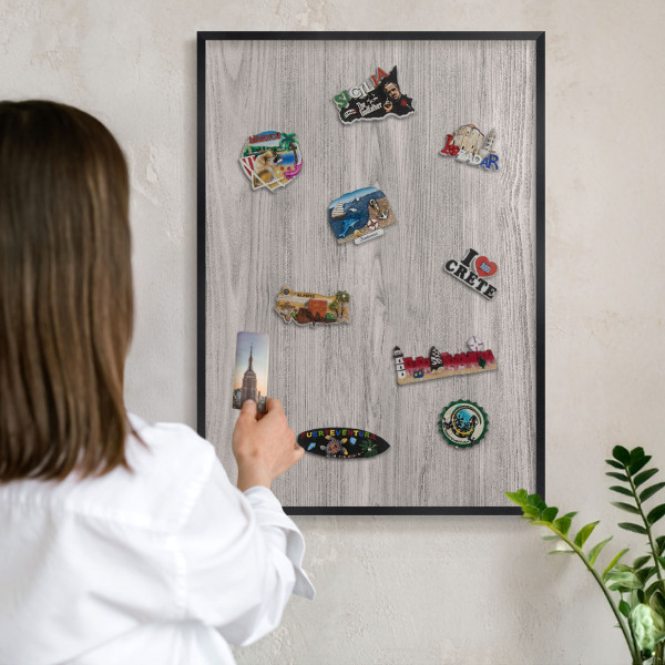 Tableau magnétique encadré de couleur noire Texture bois
