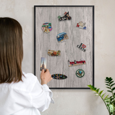 Tableau magnétique encadré de couleur noire Texture bois