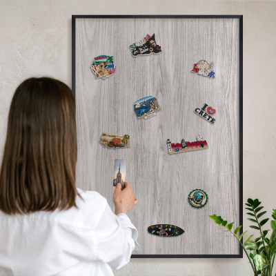 Tableau magnétique encadré de couleur noire Texture bois