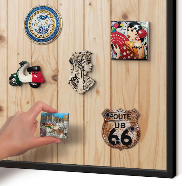 Tableau magnétique encadré de couleur noire Motif en bois