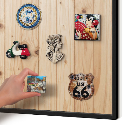 Tableau magnétique encadré de couleur noire Motif en bois