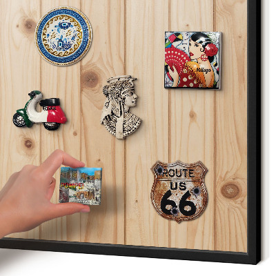 Tableau magnétique encadré de couleur noire Motif en bois