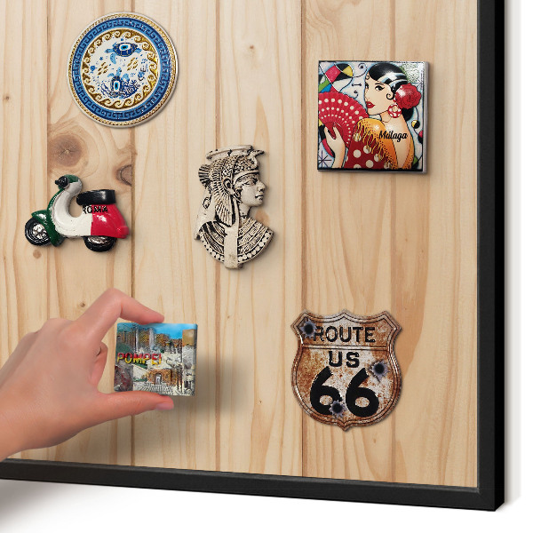 Tableau magnétique encadré de couleur noire Motif en bois
