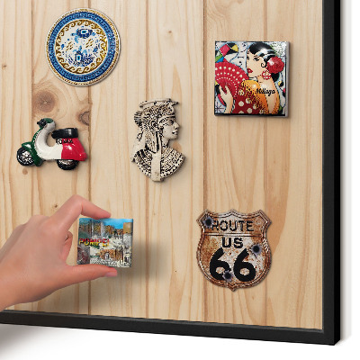 Tableau magnétique encadré de couleur noire Motif en bois
